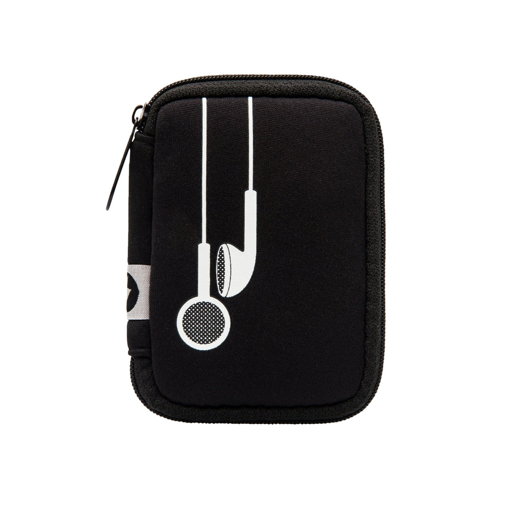 Black w/ White Earbuds Ear Bud Case