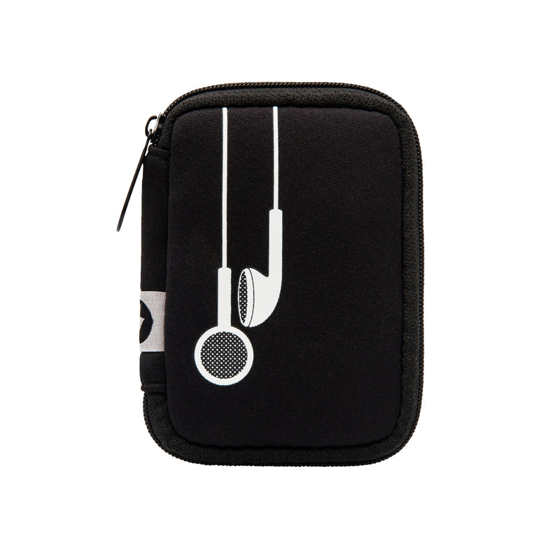 Black w/ White Earbuds Ear Bud Case