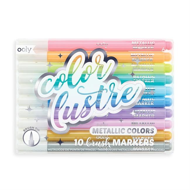 Set of 10 Metallic Brush Markers