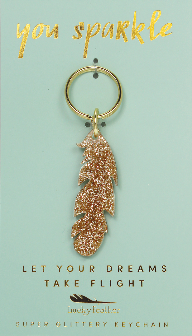 Super Glittery Feather Keychain
