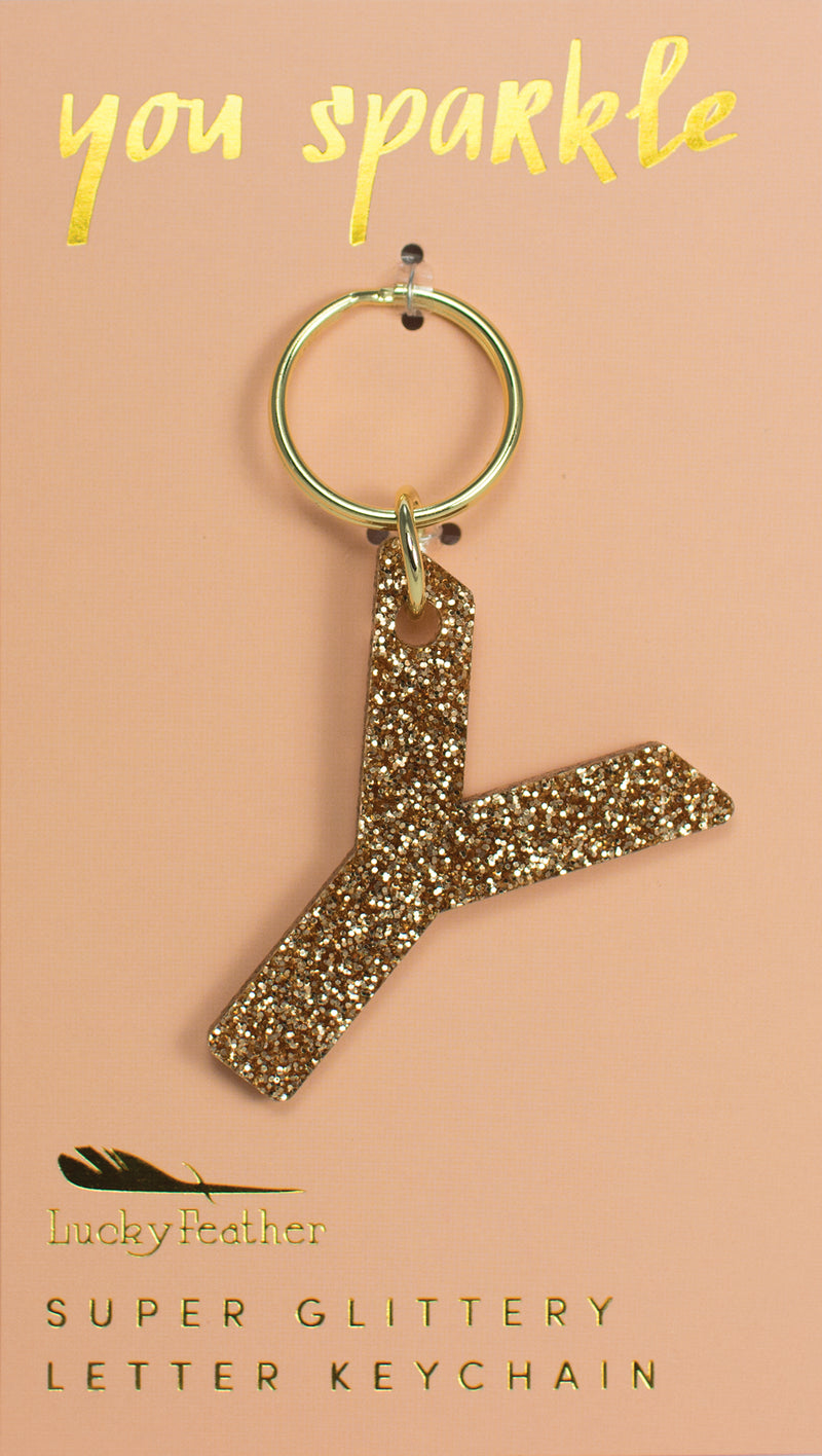 Super Glittery Letter Keychain Y