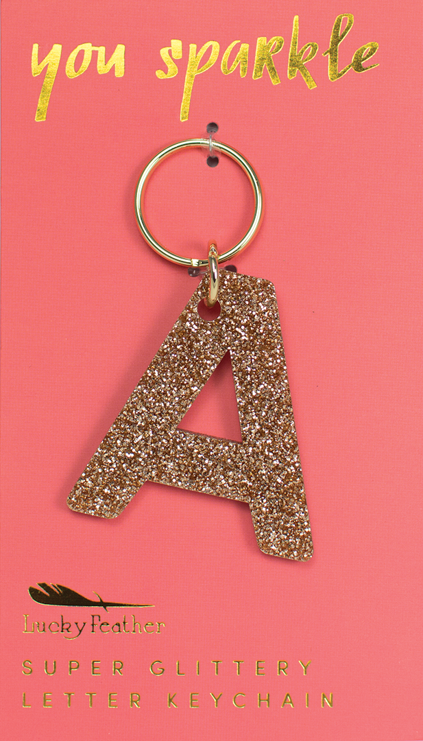 Super Glittery Letter Keychain A